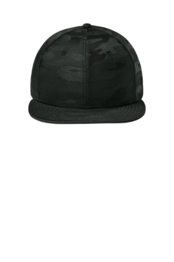 New Era Camo Flat Bill Snapback Cap Close Up Detail