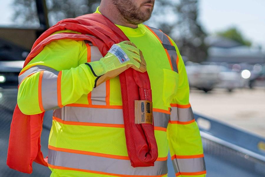 Picture of Kinco Hi-Vis Unlined Mesh Back Grain Pigskin Leather Driver Gloves Lime orOrange