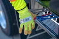 Picture of Kinco Hi-Vis Unlined Mesh Back Grain Pigskin Leather Driver Gloves Lime orOrange