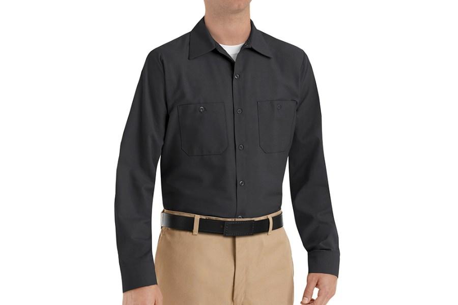 Red Kap Long Sleeve Industrial Work Shirt Close Up Detail