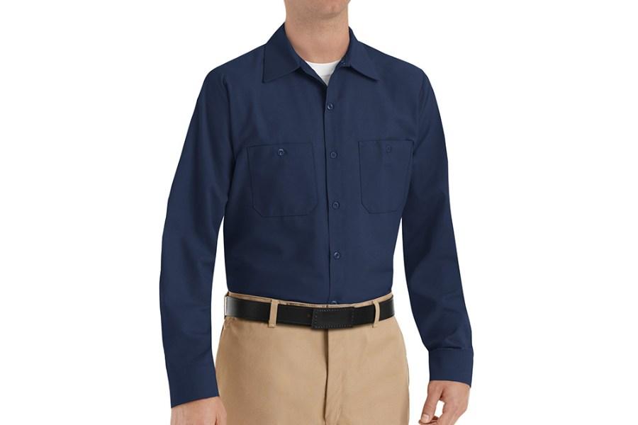 Red Kap Long Sleeve Industrial Work Shirt Close Up Detail