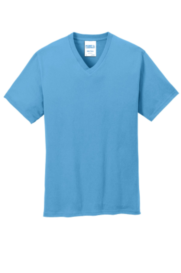 Port & Co Core Cotton V-Neck Tee Close Up Detail