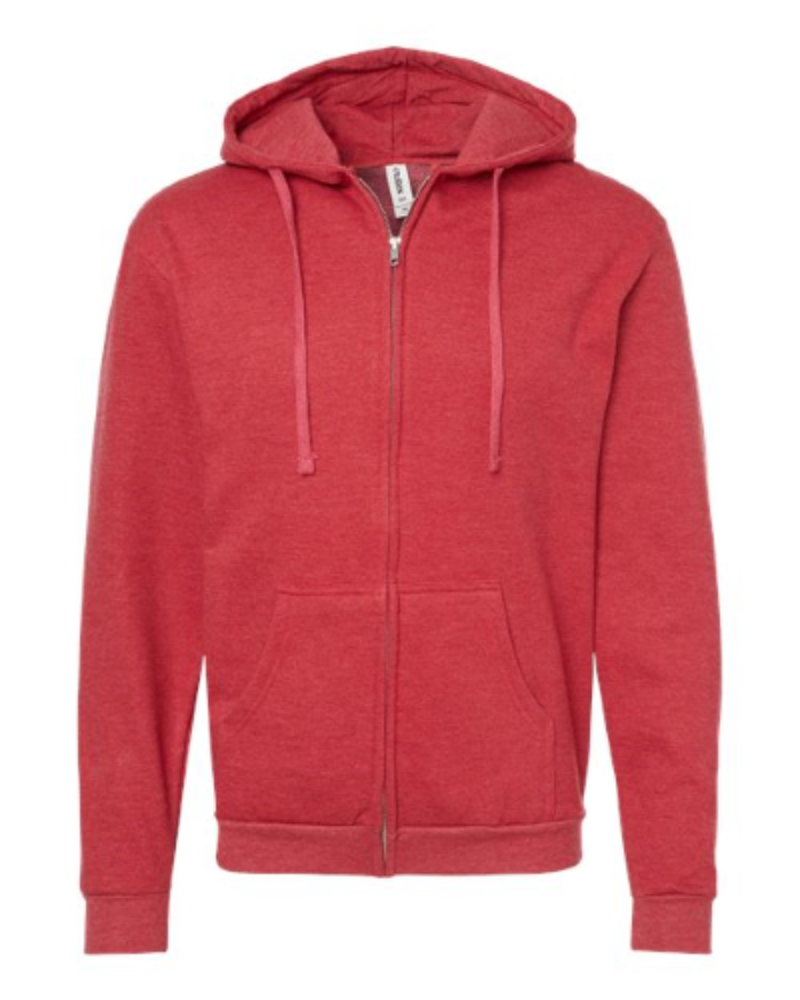 Tultex Unisex Full-Zip Hooded Sweatshirt Perspective View
