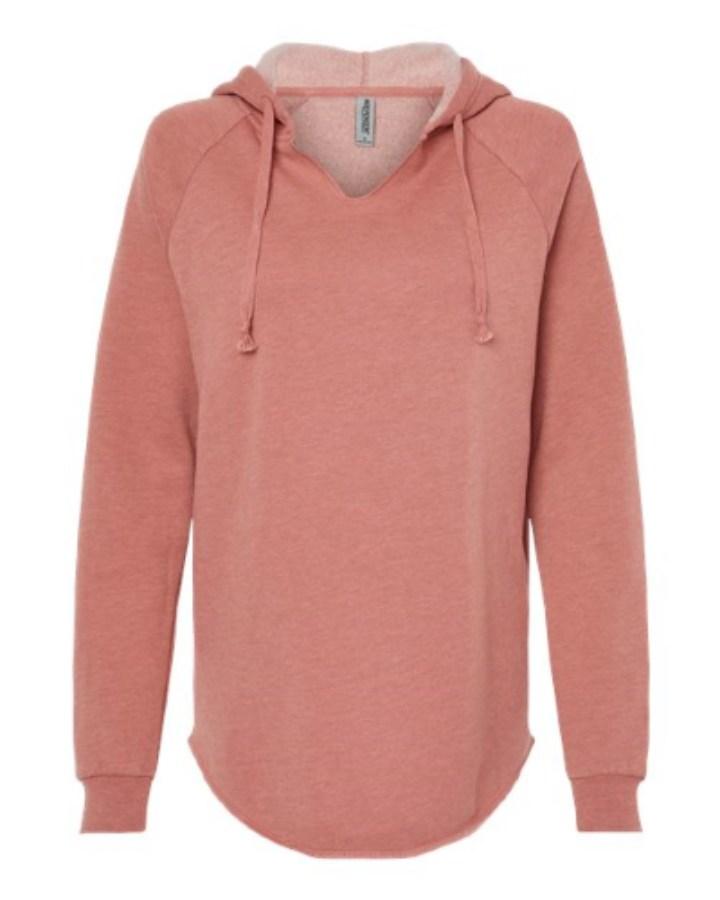 Independent Women's Lightweight California Wave Wash Hooded Sweatshirt Feature Close-up