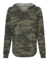 Independent Women's Lightweight California Wave Wash Hooded Sweatshirt Close Up Detail