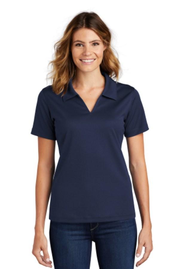 Sport-Tek Women's Dri-Mesh V-Neck Polo Feature Close-up