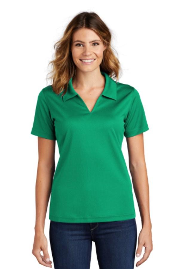 Sport-Tek Women's Dri-Mesh V-Neck Polo Close Up Detail
