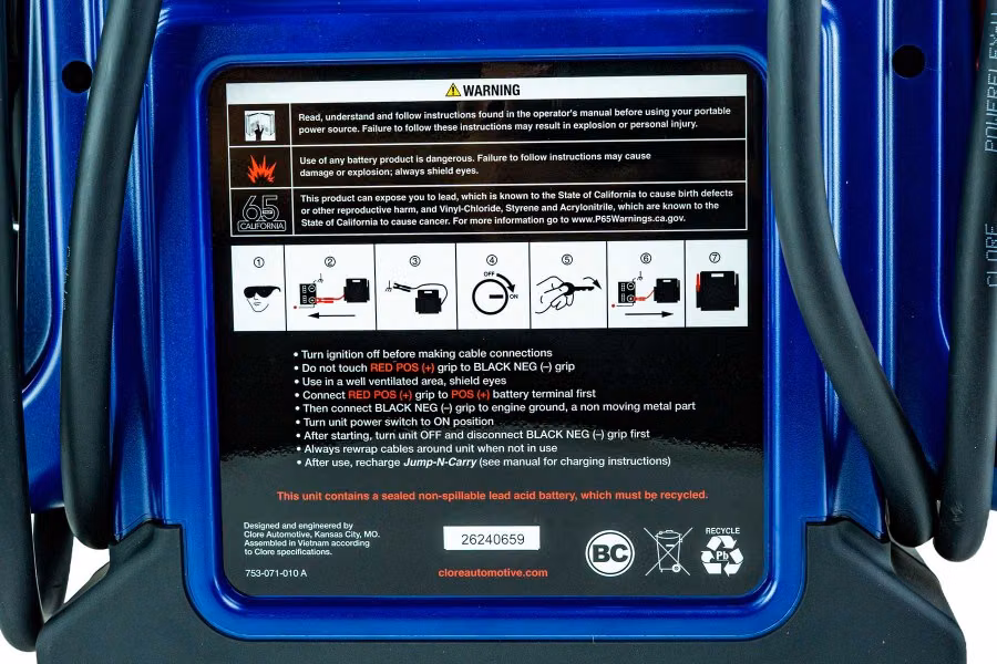 Jump-N-Carry PRO1 Portable Jump Starter Close Up Detail