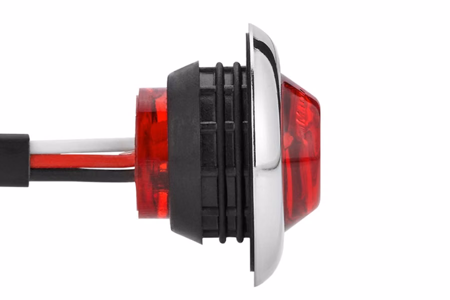 Maxxima 3/4" Red Mini Clearance Auxilary Stop / Turn Light w/ 3 LEDs Alternate View