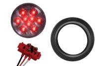 Maxxima LED Round Body Light w/Clear Lens, Red, 4"