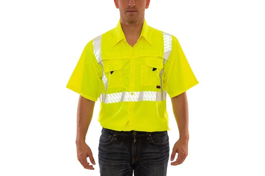 Tingley Job Sight Short Sleeve Vented Work Shirt, Lime, L Additional Angle