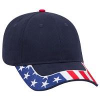 OTTO CAP 6 Panel Low Profile Baseball Cap, Navy/American Flag