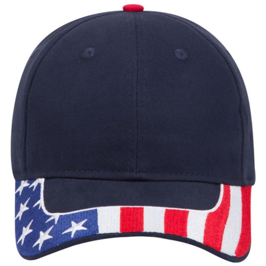 OTTO CAP 6 Panel Low Profile Baseball Cap, Navy/American Flag Additional view