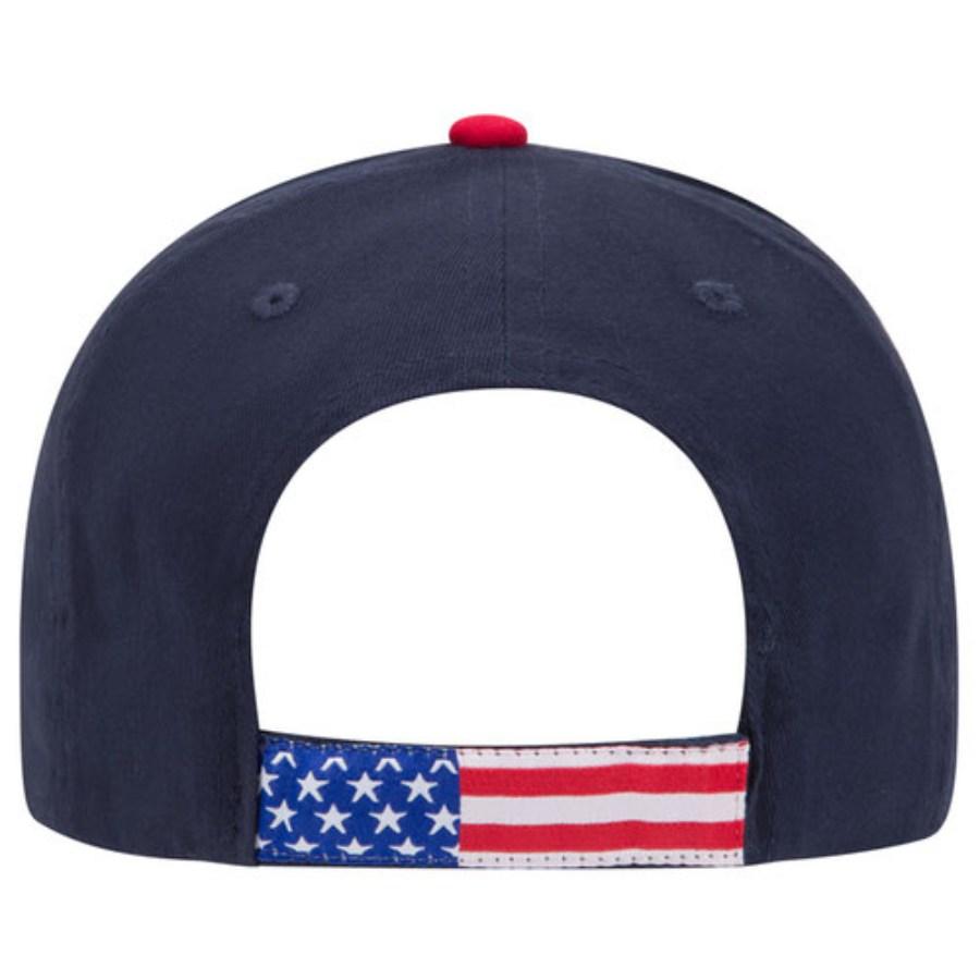 OTTO CAP 6 Panel Low Profile Baseball Cap, Navy/American Flag Additional Angle