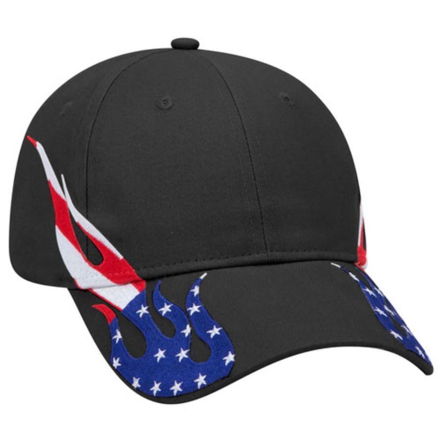 OTTO CAP 6 Panel Low Profile Flame Baseball Cap Close Up Detail