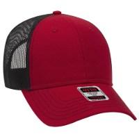 OTTO CAP 6 Panel Low Profile Mesh Back Trucker Hat Close Up Detail