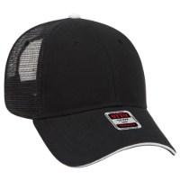 OTTO CAP 6 Panel Low Profile Mesh Back Trucker Hat, Black