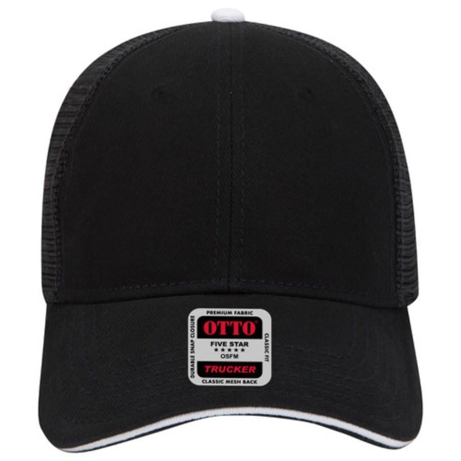 OTTO CAP 6 Panel Low Profile Mesh Back Trucker Hat, Black Additional view