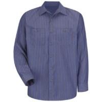 RedKap Long Sleeve Industrial Stripe Work Shirt,Grey/Blue Stripe, XL Regular