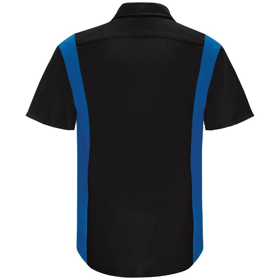 Red Kap Men's Short Sleeve Shop Shirt W/Oilblok, Black/Blue, L Additional view