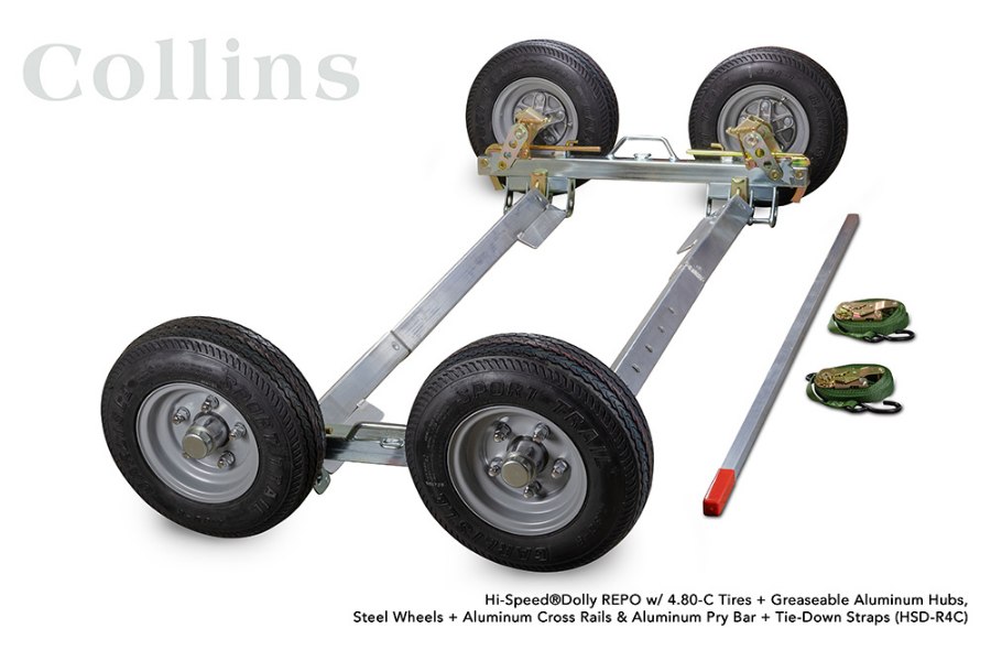Collins Hi-Speed Dolly REPO Dolly Set Zinc Plated w/ Aluminum Axles and  Steel 5 Lug Wheels 4.80 x 8