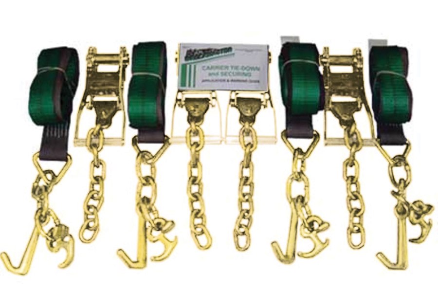 Picture of WreckMaster 4-Point Tie-Down System with Cluster and Wide Handled Ratchets with
Chains