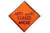 Picture of Sign and Safety Equipment 36" Orange "Left/Right Lane Closed Ahead" Roll-Up Sign