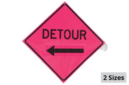 Picture of Sign & Safety Equipment Pink Retroreflective Vinyl "Detour" Roll-Up Sign