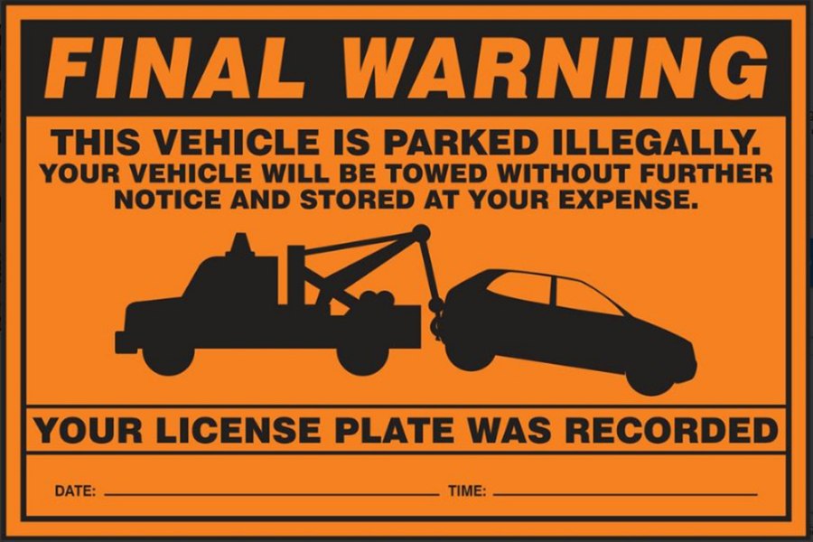 Picture of Accuform Parking Violation Label: Final Warning, 100 Pack