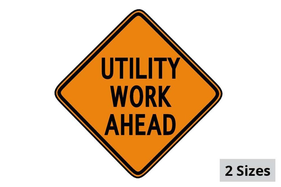 Picture of Sign and Safety Equipment Orange "Utility Work Ahead" Roll-Up Sign