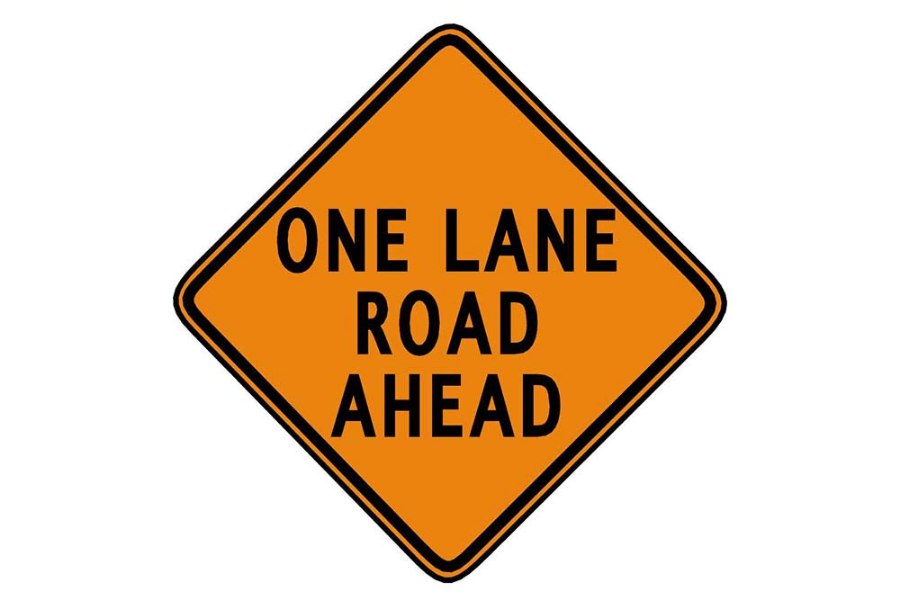 Picture of Sign and Safety Equipment Orange "One Lane Road Ahead" Roll-Up Sign