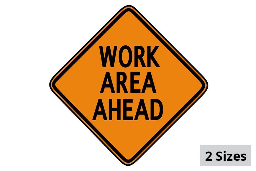 Picture of Sign and Safety Equipment Orange "Work Area Ahead" Roll-Up Sign