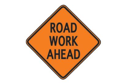Picture of Sign and Safety Equipment Orange "Road Work Ahead" Roll-Up Sign