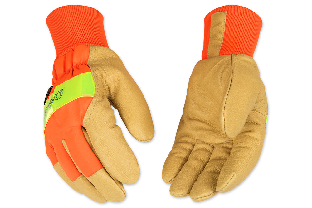 Picture of Kinco Hi-Vis Lined Pigskin Leather Palm Gloves with Knit Wrist