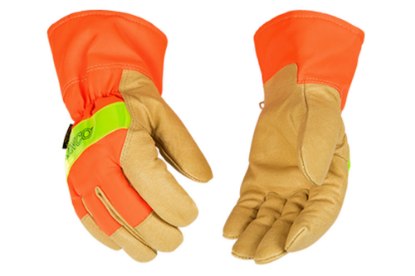 Picture of Kinco Hi-Vis Thermal Lined Orange Grain Pigskin Palm with Safety Cuff Gloves