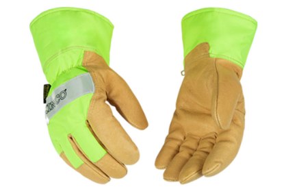 Picture of KINCO Hi-Vis Thermal Lined Green Grain Pigskin Palm with Safety Cuff Gloves