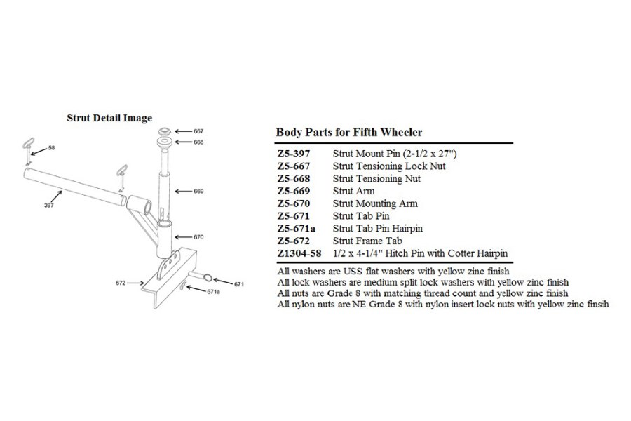 Picture of Zacklift Strut Arm Zacklift Fifth Wheeler