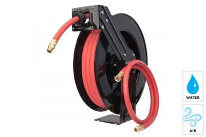 Picture of Workforce Retractable Air/Water Hose Reel, Open Face, Single Axle Arm, 1/2" x 50'