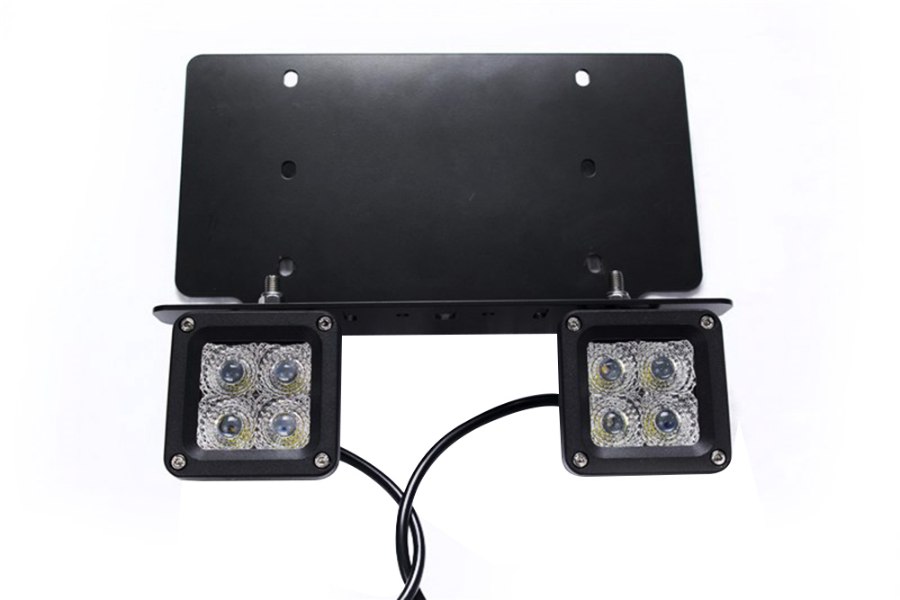 Picture of US License Plate Bracket w/ (2) Heavy Duty 3x3 LED Cubes 3800 LUX