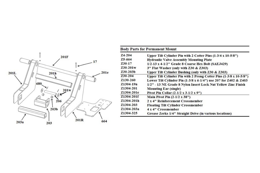 Picture of Zacklift Floating Tilt Cylinder Crossmember