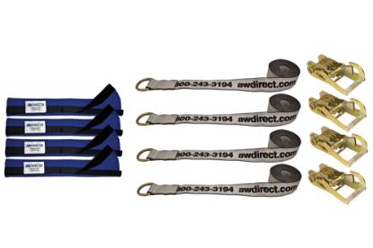Picture of AW Direct 4-Point Tie-Down Kits, Straps with D-Rings, Wear Pads, Ratchets with Snap Hooks