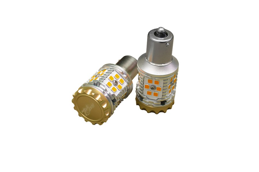 Picture of Race Sport 1156 (BA15S) NO-RAPID FLASH Canbus Turn signal LED Bulbs - AMBER 9v-30v 1860 lumens Epistar 3030 Super Bright (Sold as Pair)