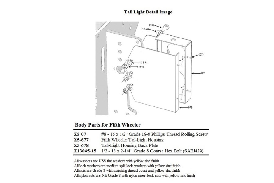 Picture of Zacklift Tail Light Housing Zacklift Fifth Wheeler