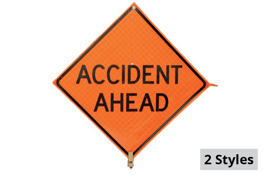 Picture of Sign and Safety Equipment 36" Orange "Accident Ahead" Roll-Up Sign