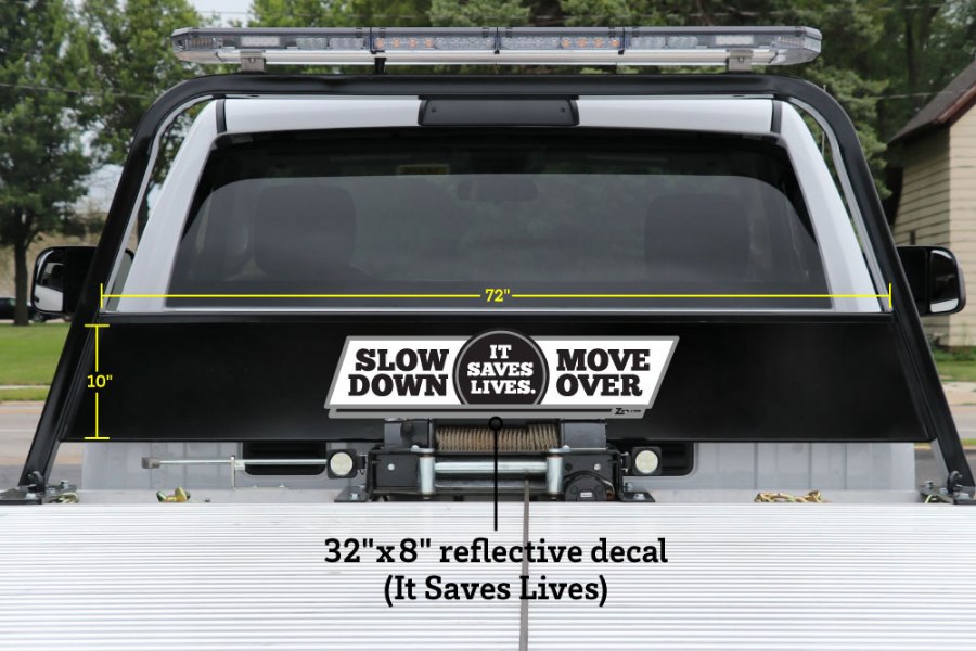 Picture of Zip's Reflective Vinyl Pylon Decal - Slow Down Move Over It Saves Lives