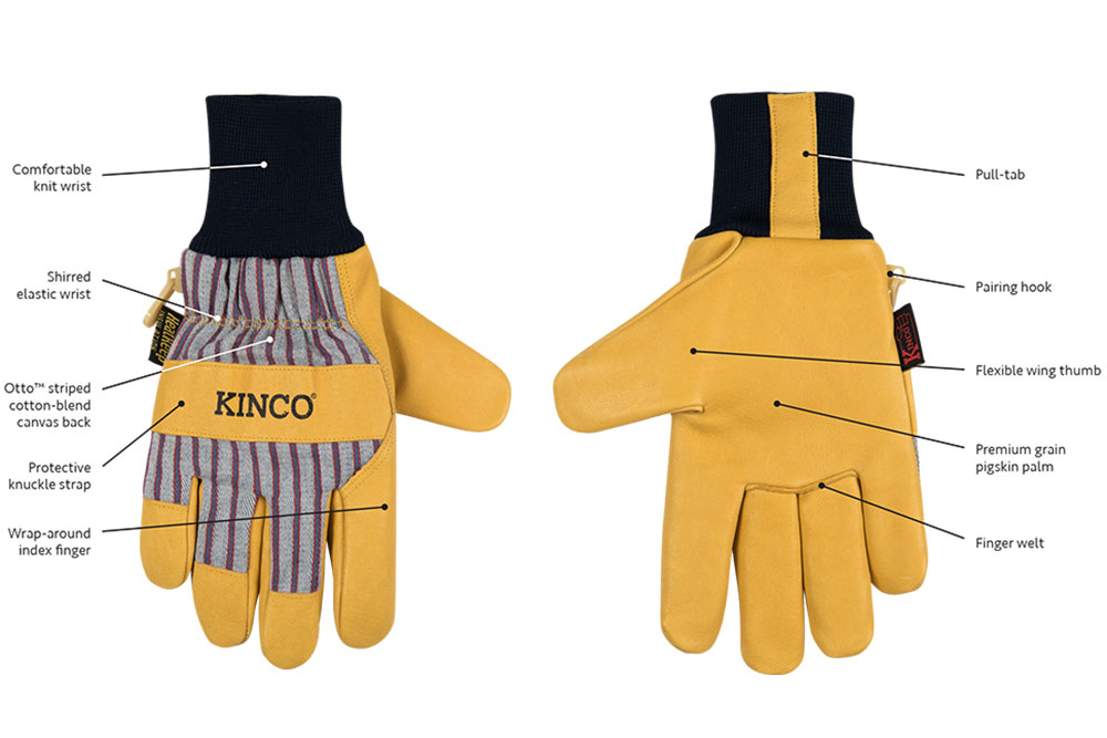 Picture of Kinco Lined Premium Grain Pigskin Knit Wrist Gloves