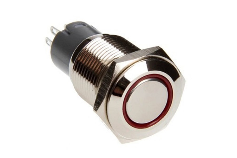 Picture of Race Sport 16mm LED 2-Position On/Off Switch (Red) - Chrome Finish