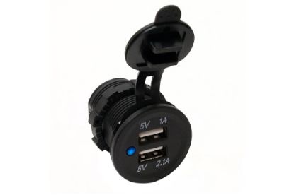 Picture of Race Sport Socket sized Dual Port USB 3.1Amp with Blue LED
