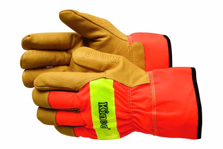 Picture of Kinco Hi-Vis Orange Unlined Grain Pigskin Leather Palm Gloves