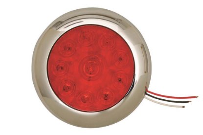 Picture of Red 4" Round LED S/T/T Flange-Mount Light w/Chrome Bezel